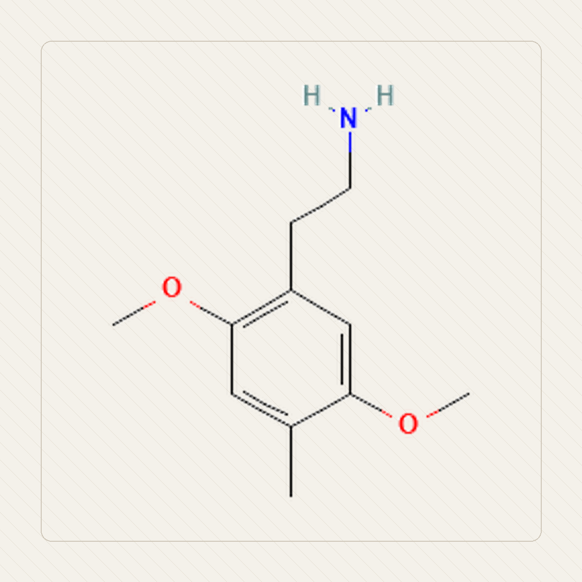 2C-D, educational illustration of the molecular structure