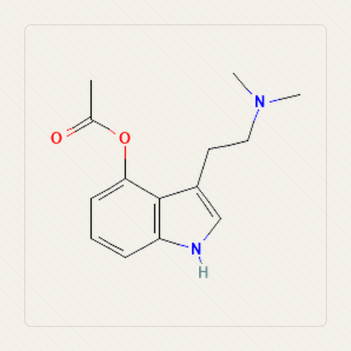 4-AcO-DMT, educational illustration of the molecular structure